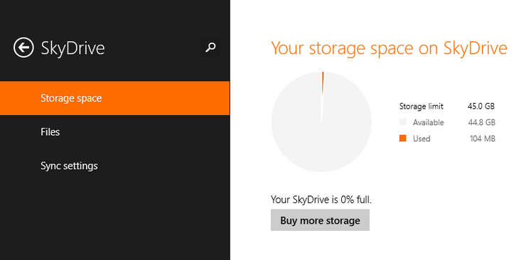 SkyDrive - PC settings